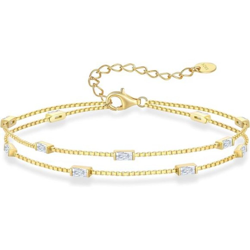 Birthstone Bracelet Sterling Silver Dainty Charm Link Adjustable Womens Jewelry